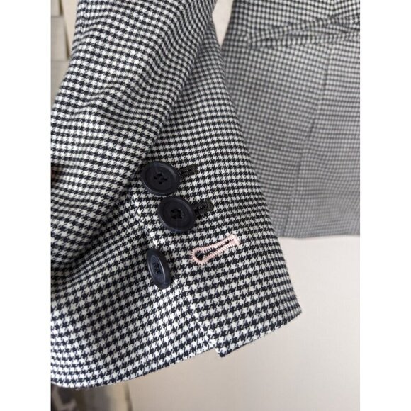Talbots Houndstooth Blazer 2 Buttons Career Office Business Jacket Size 8 Petite - Picture 4 of 11